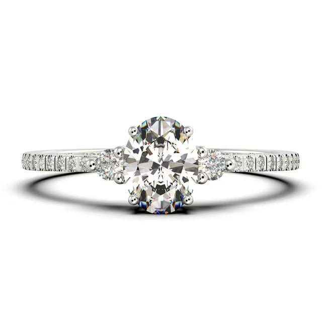 14K White Gold 3 Stone Diamond Ring Z836475