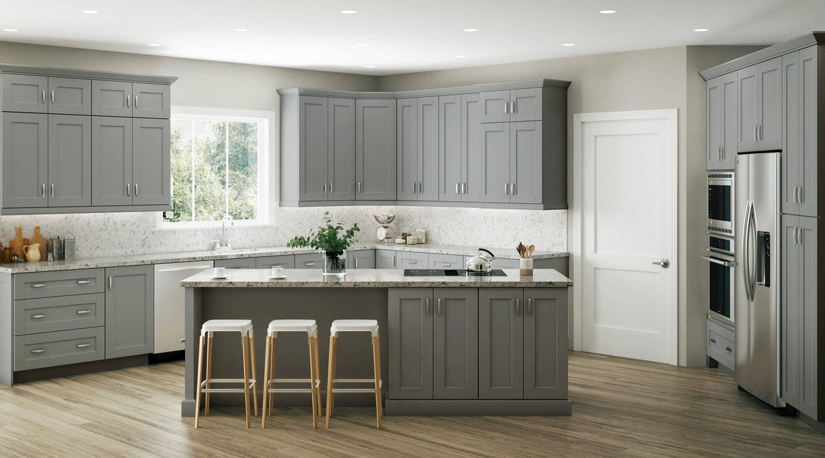 Volcano Gray Thermofoil Wall Cabinet 30-in W x 30-in H x 12-in D Y226792