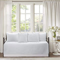 White Medallion Floral 6 Piece Microfiber Daybed Quilt Bedding Set H6575