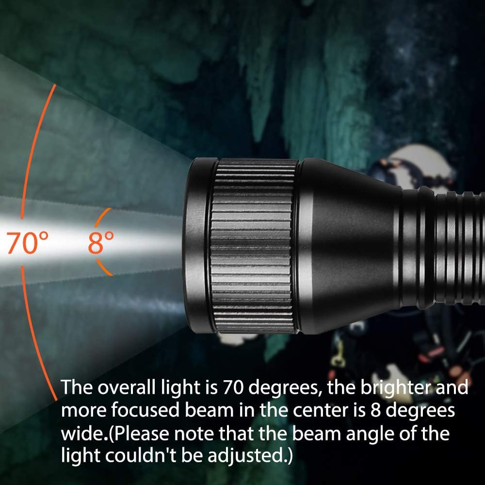 D550 Dive Light 1000 Lumens Scuba Diving Flashlight 3 Modes IP68 Waterproof Underwater Torch X2643