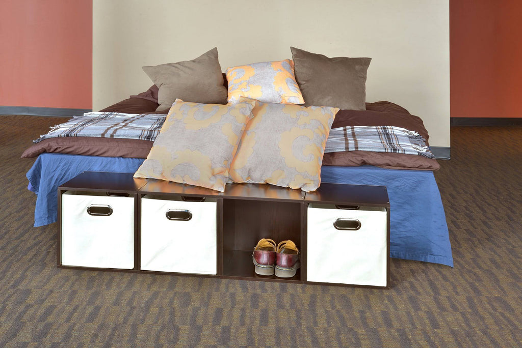 White Wood Grain 4 Cube Storage Set S58883