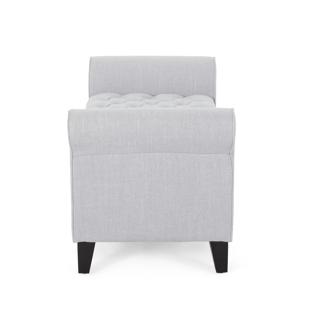 Light Gray and Dark Brown Fabric Storage Ottoman Bench D187402