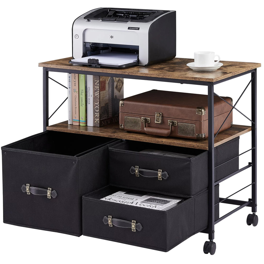 3 Drawer Rolling File Cabinet with Storage Shelf Q52831