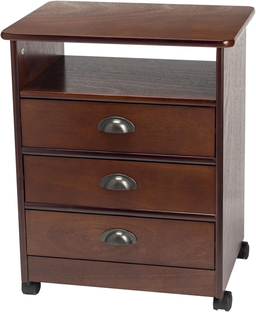 3-Drawer Wooden Rolling End Table with 3 Sliding Drawers S8307