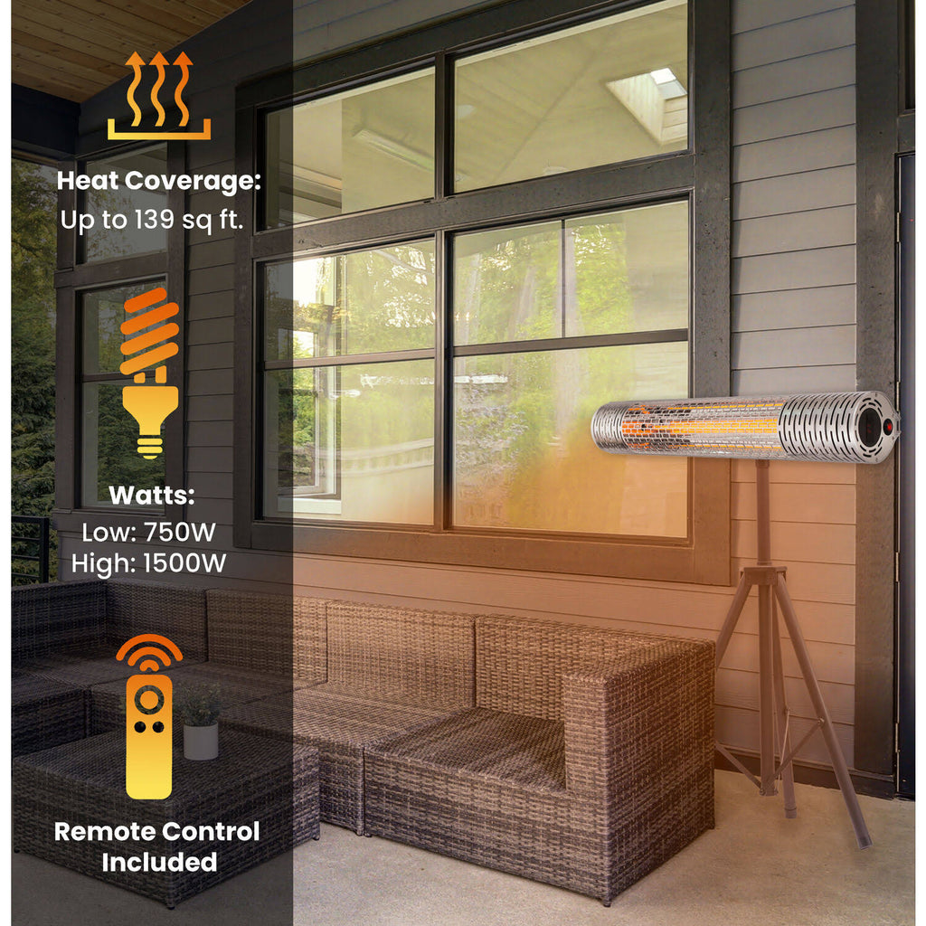 Electric Infrared Heat Lamp with Remote Control and Tripod Stand O713095