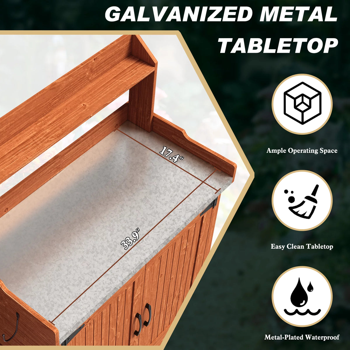 Galvanized Steel Potting Bench with Storage E1554
