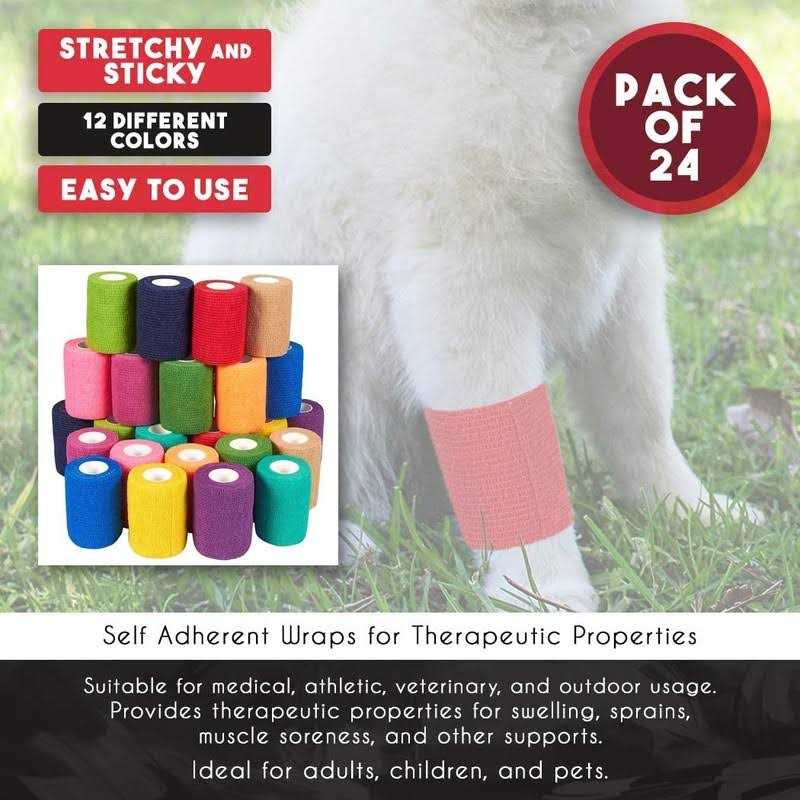 24 Rolls Self Adhesive Bandage Wrap 3 Inch x 5 Yards E7940