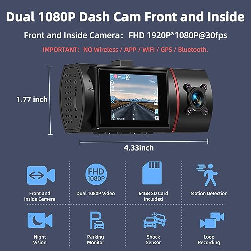 3 Channel Dual Dash Camera with 64GB Card N815