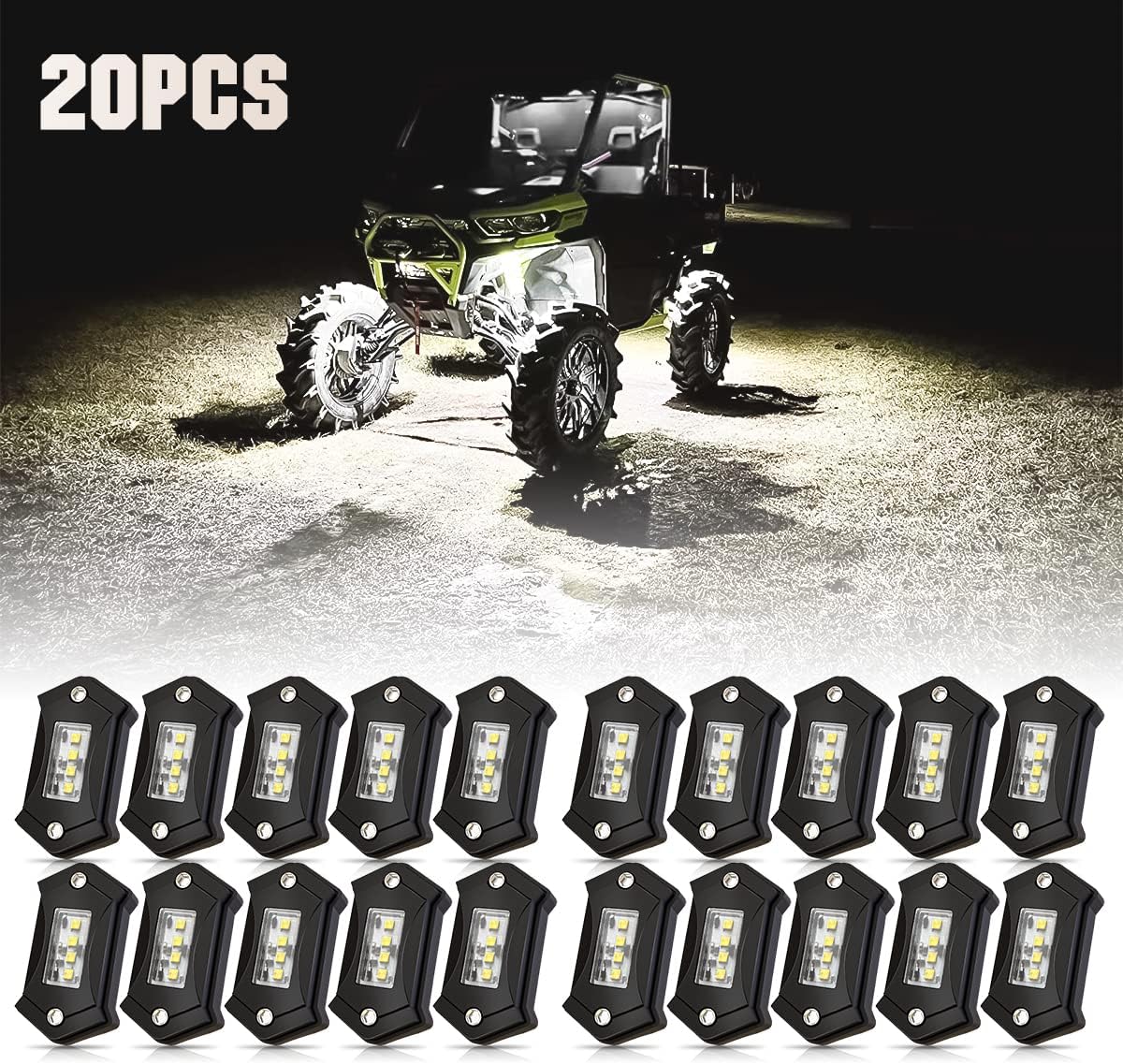 White 12PCS LED Rock Lights O894