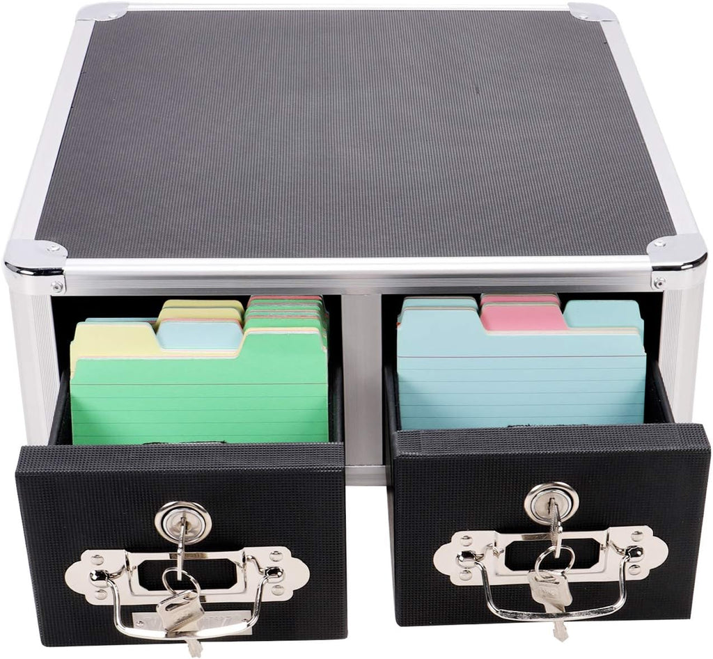 Black 4 x 6 Double Drawer Index Card Cabinet E567076