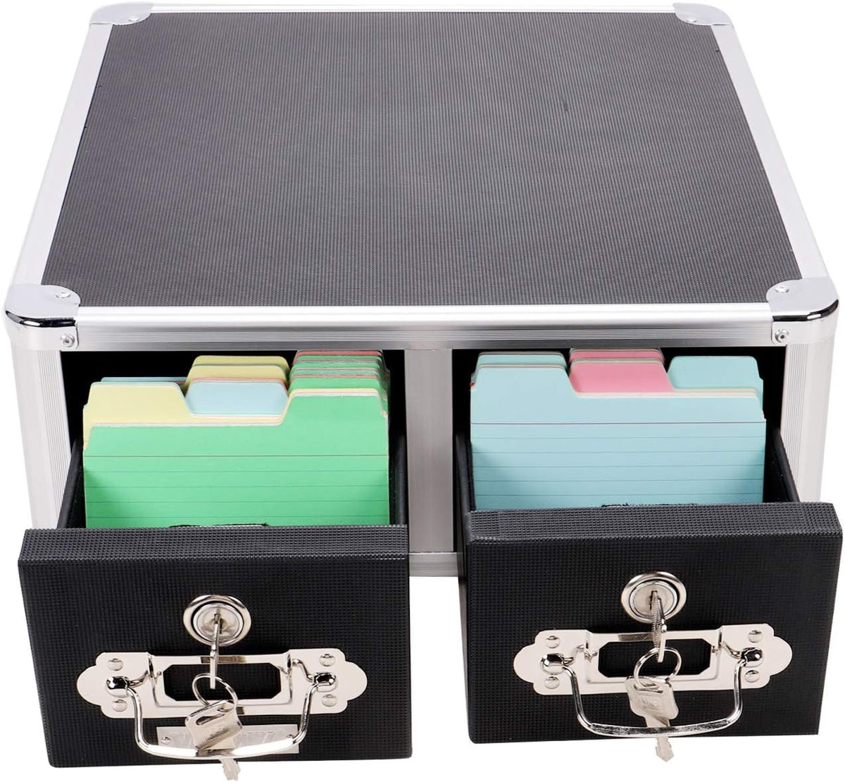 Black 4 x 6 Double Drawer Index Card Cabinet E567076