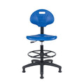 Blue Polyurethane Drafting Stool Chair O56552