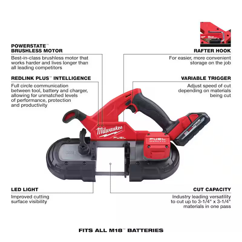 18-Volt Lithium-Ion Brushless Cordless Compact Bandsaw Kit M201