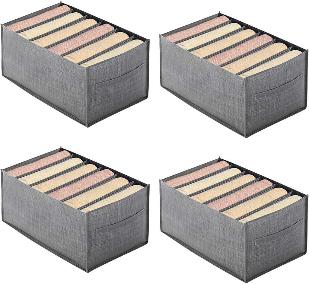 4 Packs 6-Compartment Clothes Organizer Drawer With Handles A4131