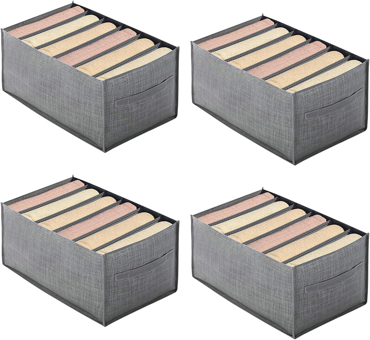 4 Packs 6-Compartment Clothes Organizer Drawer With Handles A4131