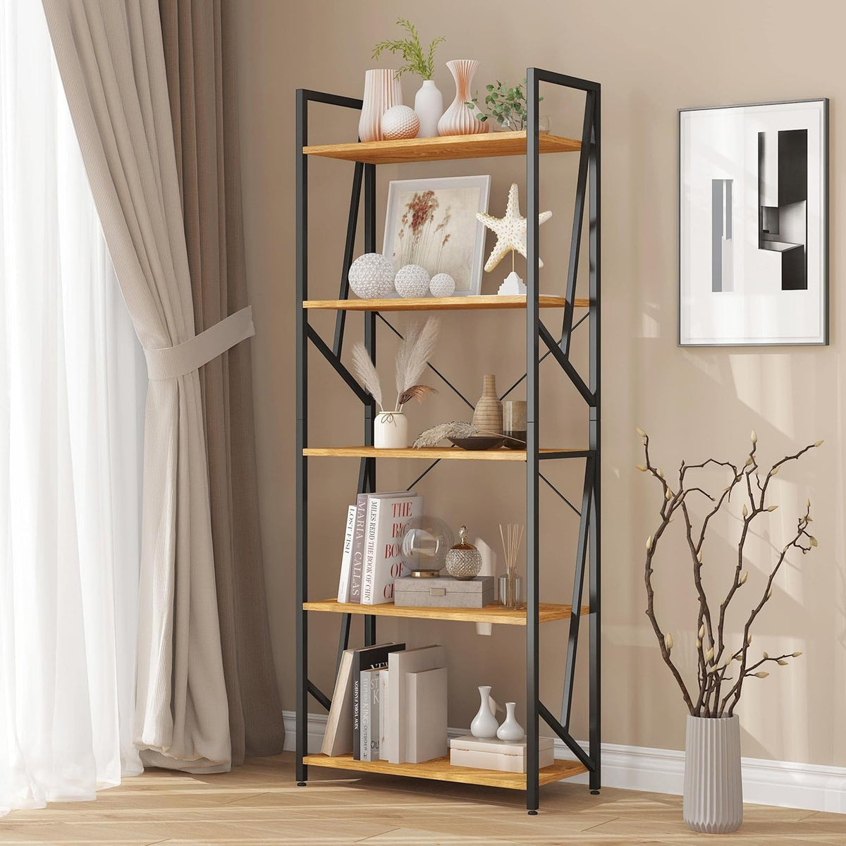 5 Tiers Industrial Bookshelf Storage Organizer U1916