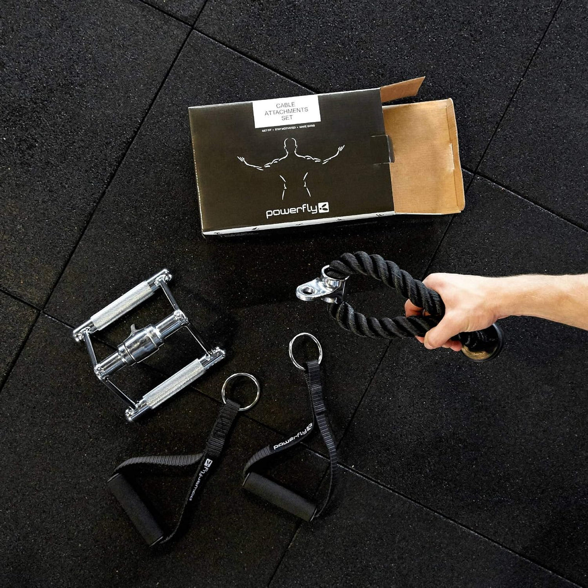 Cable Machine Attachment Set with Tricep Rope, Handles and V Row Handle H72212