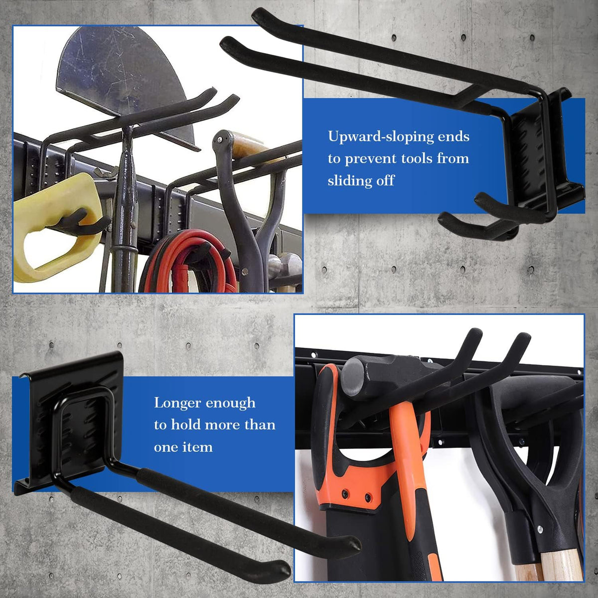 Heavy Duty Steel Tool Storage Rack with Wall Hooks Pack of 2 E74592