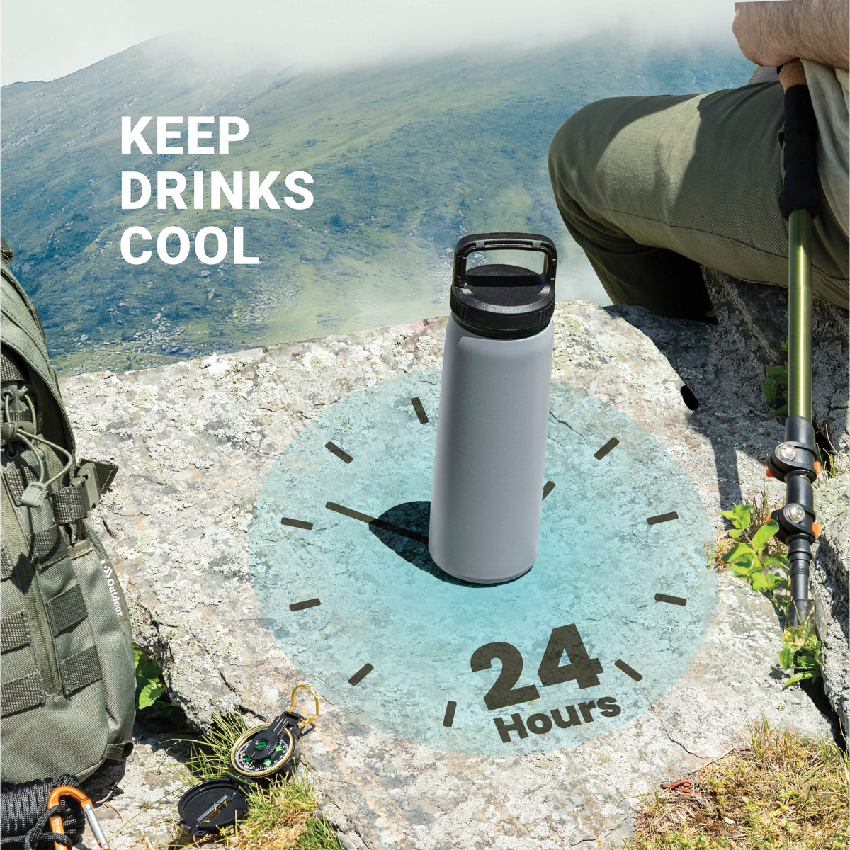 26 oz Stainless Steel Water Bottle with Straw Lid R650