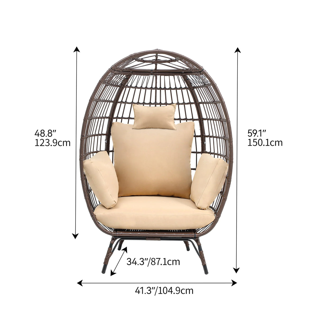 Egg Chair with Cushion Wicker PE Rattan B84379