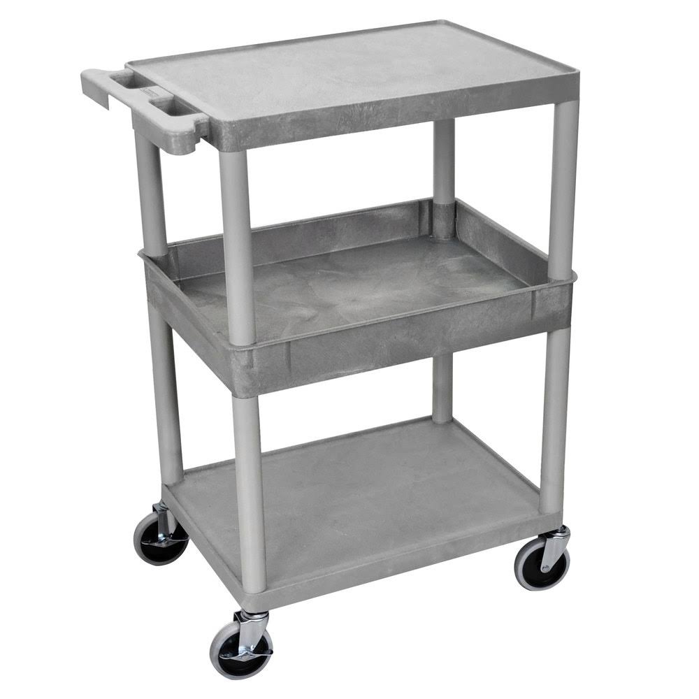 Gray Flat Top/Bottom & Tub Middle Shelf Cart O3143
