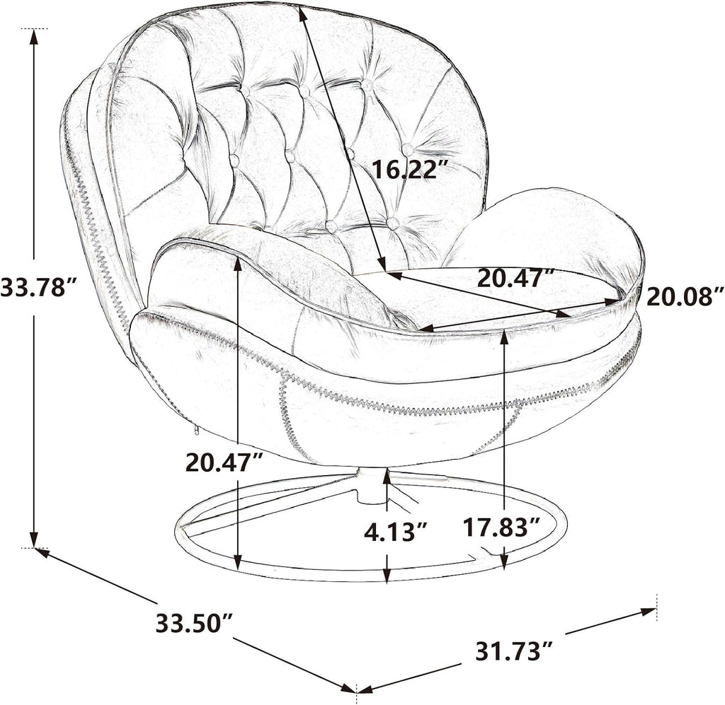 Swivel Velvet Lounge Chair with Ottoman and Metal Frame W20401