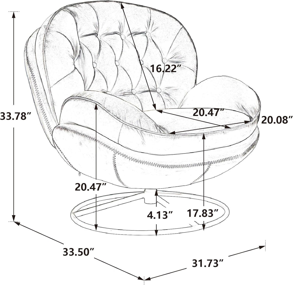 Swivel Velvet Lounge Chair with Ottoman and Metal Frame W20401
