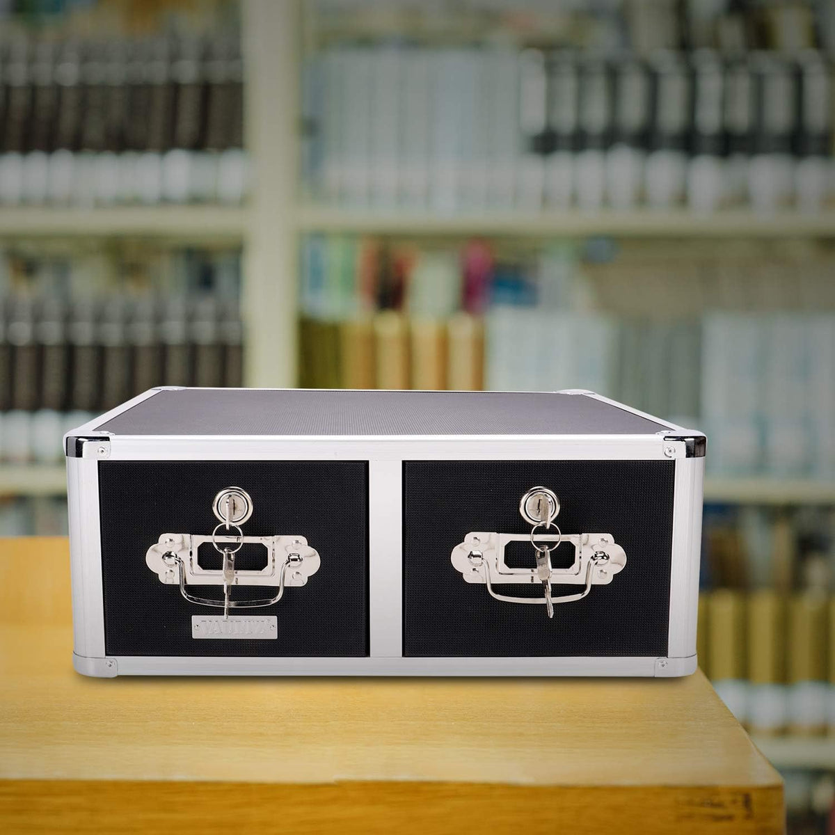 Black 4 x 6 Double Drawer Index Card Cabinet E567076