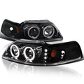 Jet Black LED Dual Halo Projector Headlights Left + Right Pair X870
