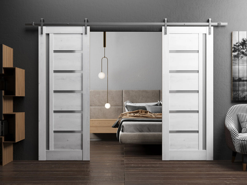 Double Barn Door 36 x 84 inches with Frosted Glass F701