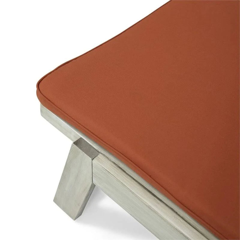 Gray and Orange Acacia Wood Chaise Lounge Set of 2 Y865
