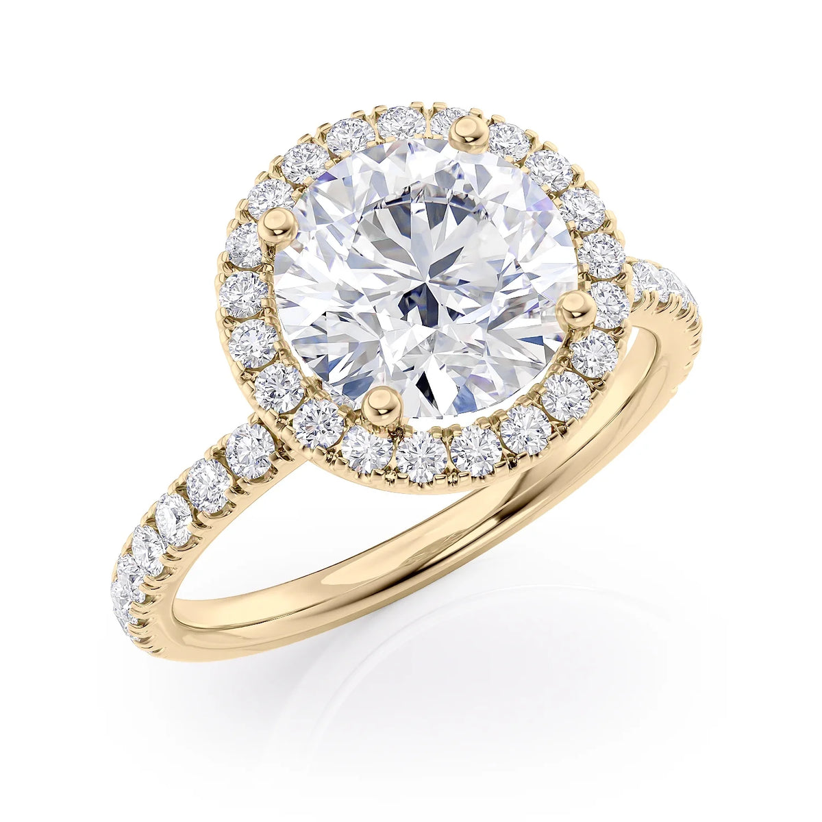 14k Yellow Gold Diamond and Moissanite Halo Engagement Ring Size 7.5 U5209