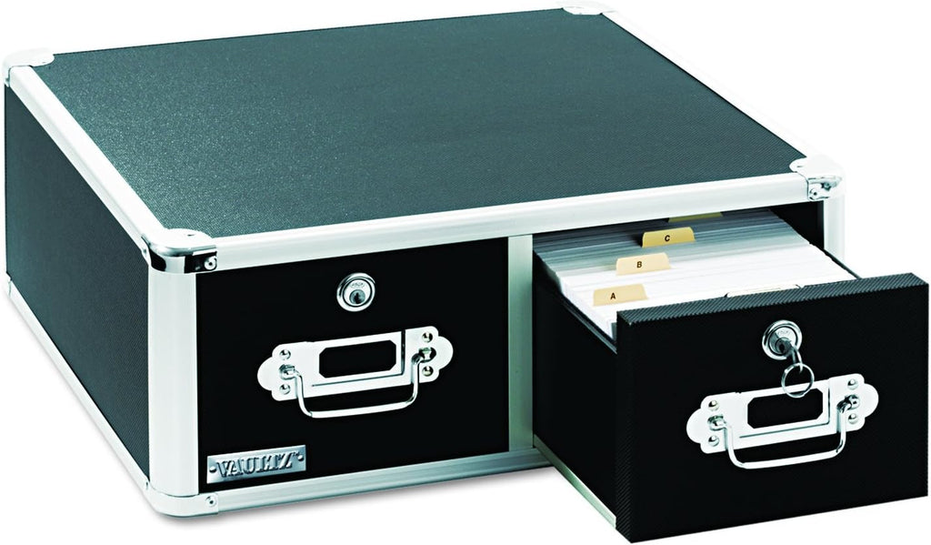 Black 4 x 6 Double Drawer Index Card Cabinet E567076