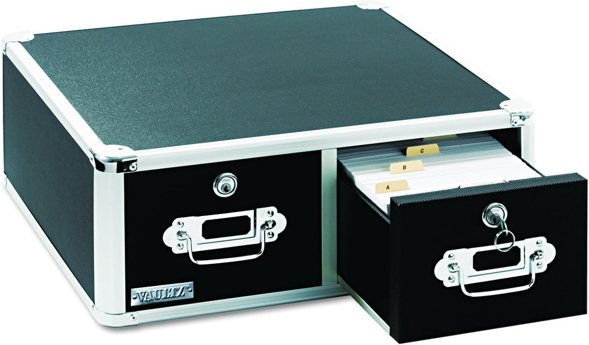 Black 4 x 6 Double Drawer Index Card Cabinet E567076