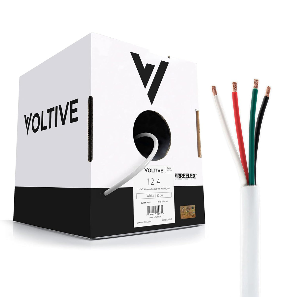 12 AWG 4 Conductor Oxygen-Free Copper Speaker Wire, 250 Foot Bulk Cable Pull Box, Black K75326