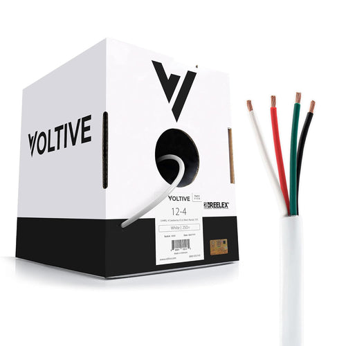 12 AWG 4 Conductor Oxygen-Free Copper Speaker Wire, 250 Foot Bulk Cable Pull Box, Black K75326