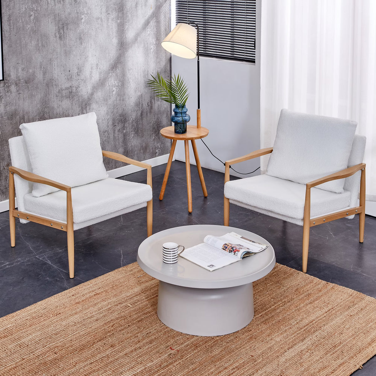 Modern Sofa Chair Set with Velvet Accent H299655