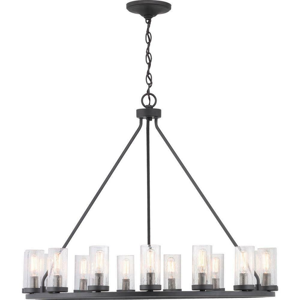 15-Light Graphite Chandelier with Clear Seeded Glass J789698