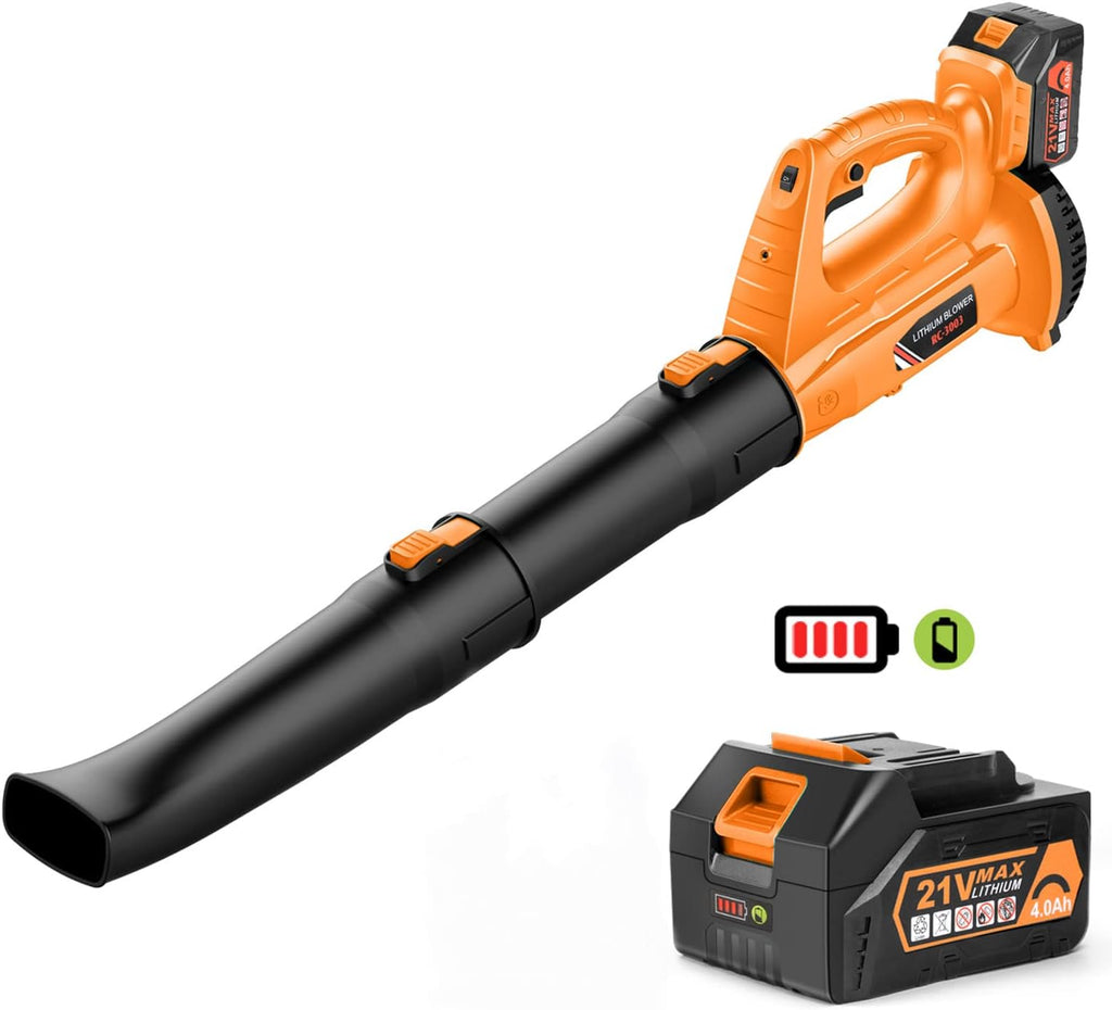 Cordless Leaf Blower, 320 CFM 150 MPH Battery Powered with Battery and Charger P7523