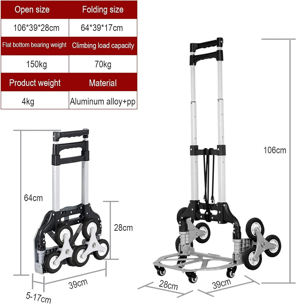 Aluminum Folding Hand Truck with Telescoping Handle and Rubber Wheels F848729