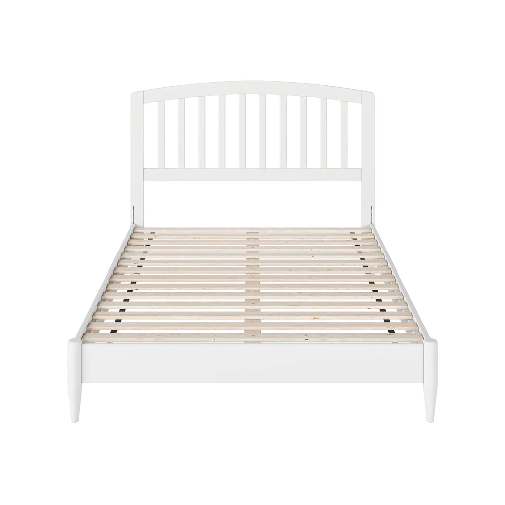 White Full Solid Wood Low Profile Platform Bed C6201