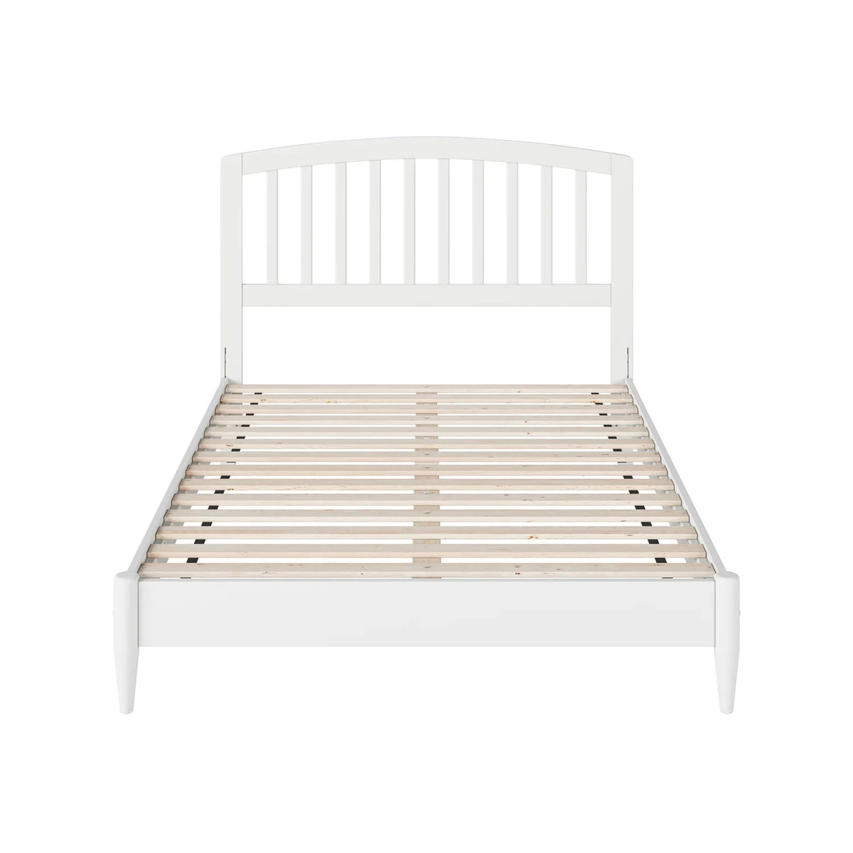 White Full Solid Wood Low Profile Platform Bed C6201