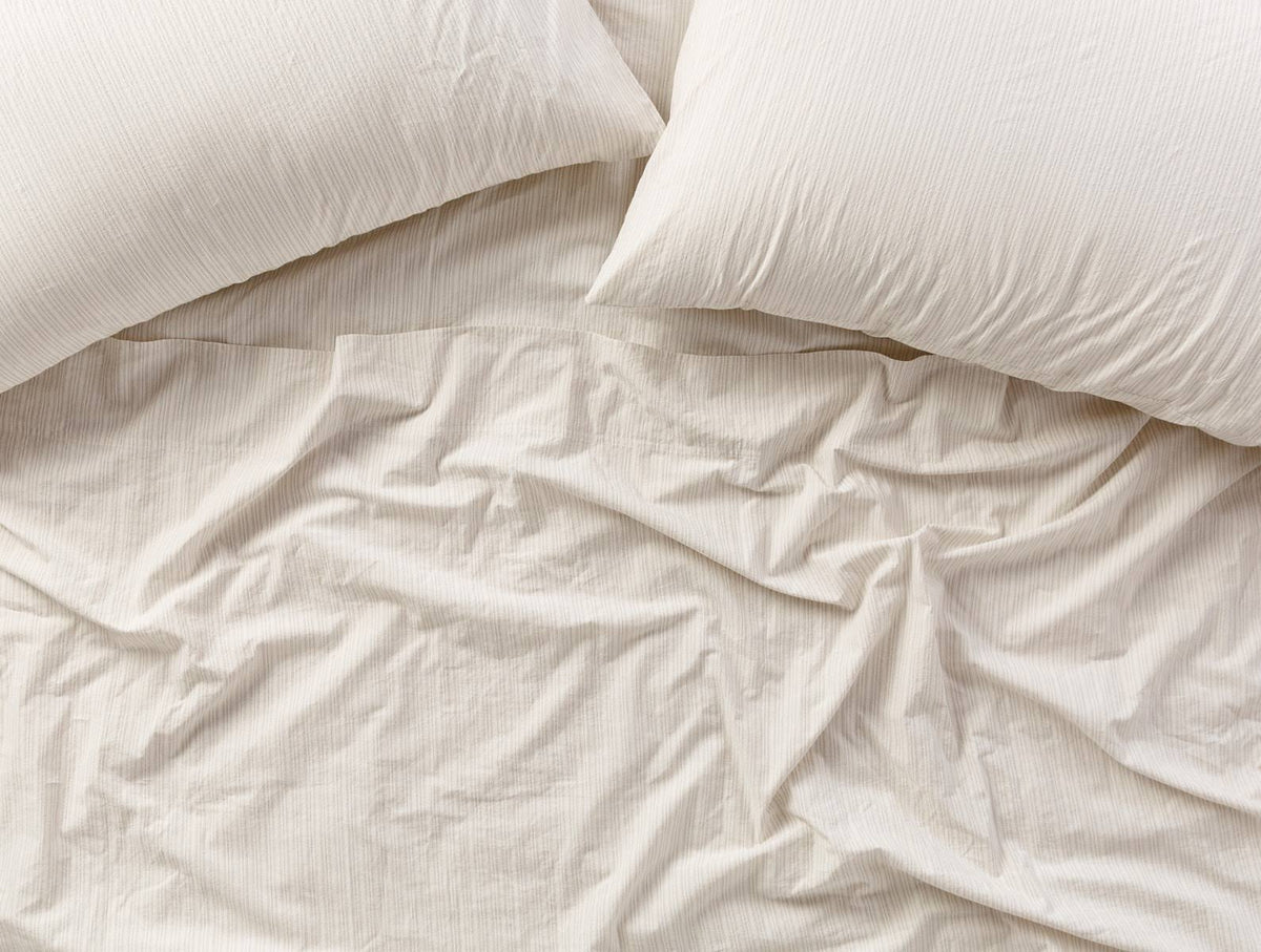 Organic Crinkled Percale Fitted Sheet Twin Steel Blue I368