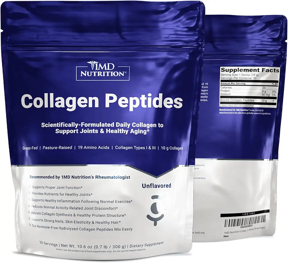 Hydrolyzed Collagen Powder Types I & III Unflavored 30 Servings 2-Pack K803
