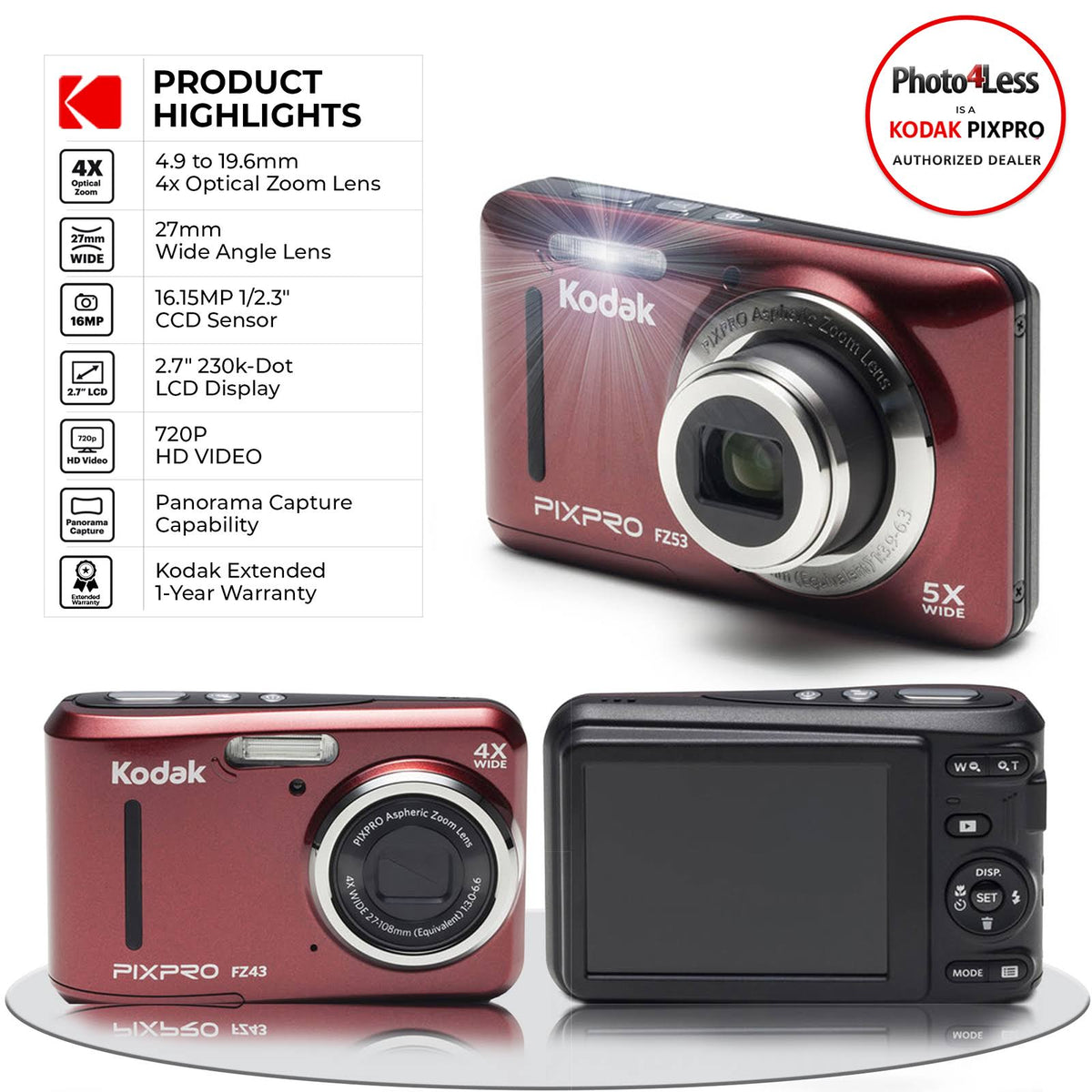 16 MP Digital Camera (Red) V819