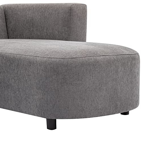 L Shape Curved Sofa with Extra Chaise Lounge, Chenille Upholstery Deep Seat Sectional Couch V17025