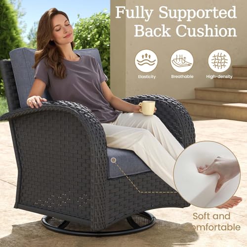 5 Pieces Wicker Patio Furniture Set with High Back Swivel Rocker Chairs N466012