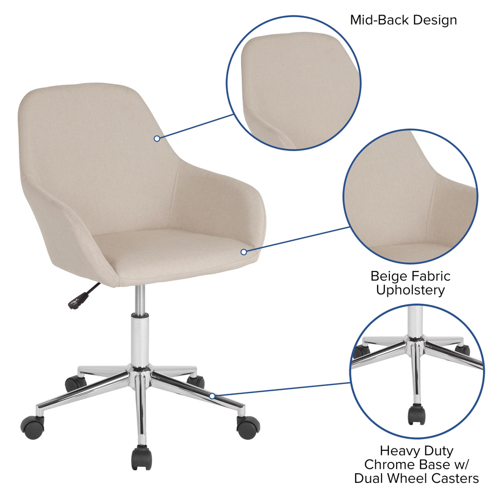 Beige Fabric Mid-Back Chair L821834