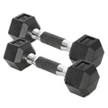 Chrome Rubber Grip Encased Hex Dumbbells 10-30 LBS Pair Y32913