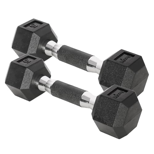 Chrome Rubber Grip Encased Hex Dumbbells 10-30 LBS Pair Y32913